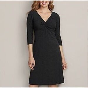 Eddie Bauer Travex Women's Black V- Neck Wrinkle Resistant Dress Small Wool